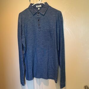 Peter Millar Blue Long Sleeve Polo Shirt